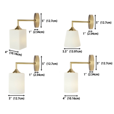 Elegant LED Gold Wall Lamp with White Glass Shade for Bedroom