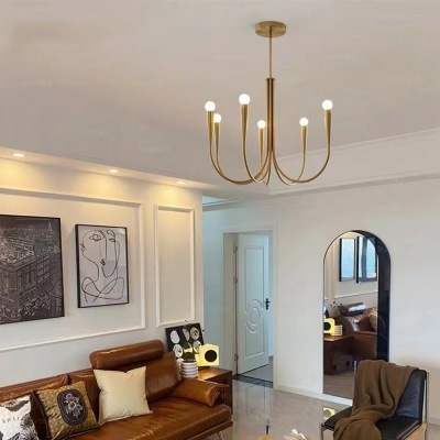 Elegant Iron Chandelier with Up-facing No Adjustable Hanging Length