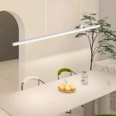 LED Pendant Light with Adjustable Hanging Length and Metal Shade in White