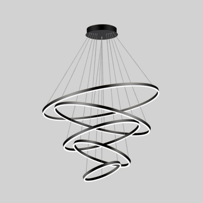 Modern 4-Tier Metal Cord Chandeliers with Four Adjustable Ambient LED Lights