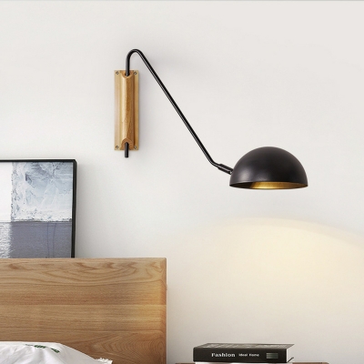 Modern Bi-Pin Wall Design Wood Lamp with Iron Shade for styling contemporary Residential Ambience