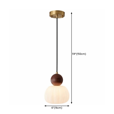 Modern Wood Pendant Light with Adjustable Hanging Length and Plastic Shade