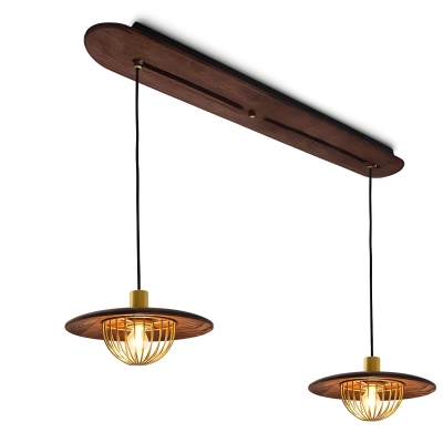 Stylish Modern Pendant Light with Solid Wood Shade for Living Room