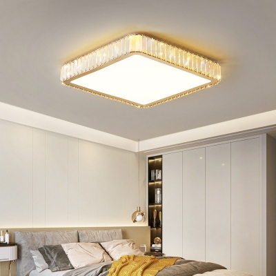 White Crystal Flush Mount Close To Ceiling Light with Clear Shade for Modern Home Decor