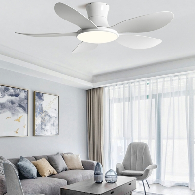 Modern Acrylic Ceiling Fan with Remote Control and Dimmable LED Light - Flushmount