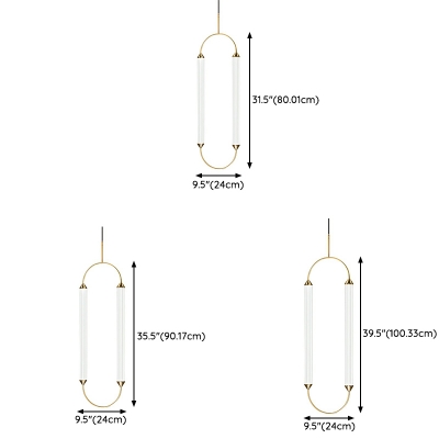 Modern Gold Pendant with 2 LED Lights and Adjustable Hanging Length