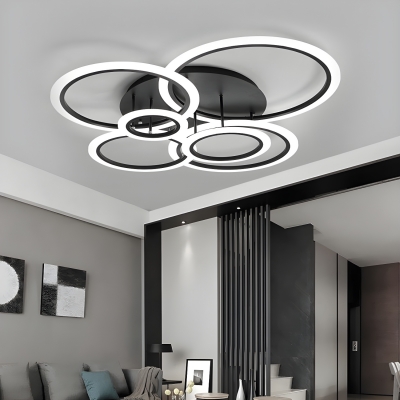 Modern Metal LED Bulb Close to Ceiling Light Fixture with Acrylic Shade for Residential Use