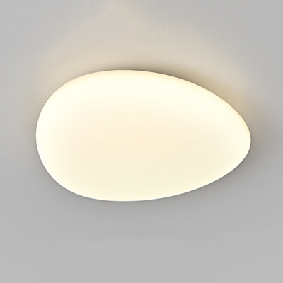Modern White Flush Mount Ceiling Light with Beige Shade for Residential Use
