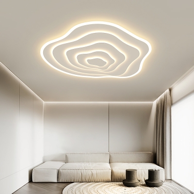 White Modern LED Flush Mount Ceiling Light with Metal Shade and 1 Light