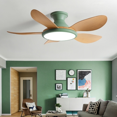Contemporary Style Flushmount Ceiling Fan with Remote Control and Dimmable LED Light