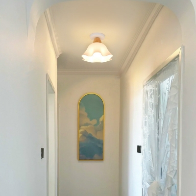Contemporary White Flower Petal Semi-Flush Pendant Light with Acrylic Shade for Modern Home Decor