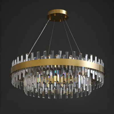 Elegant Gold Crystal LED Chandelier with Adjustable Hanging Length
