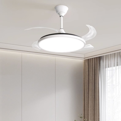 White 4-Blade Modern Ceiling Fan with Dimming LED Light and Downrod Mounting
