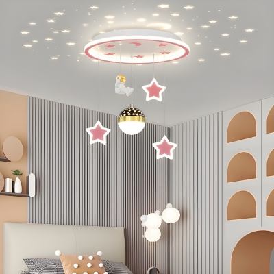 Chic Kids Styler 16-Inch LED Flush-Mount Metallic Ceiling Light for Every Lifely Relaxes Moments