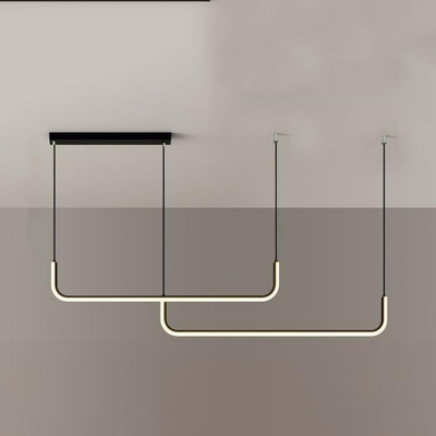 Modern Linear LED Island Pendant Light in White Acrylic for Living Room