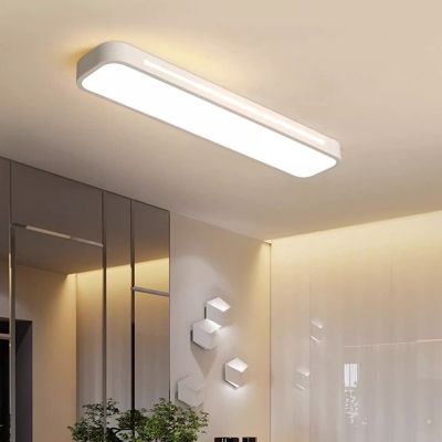 Rectangle Metallic Modern Flush Mount Close To Ceiling Light with LED Bulbs for Residential Use