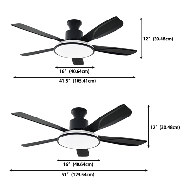 Stylish Remote Control Ceiling Fan with Dimmable LED Light and Metal Blades
