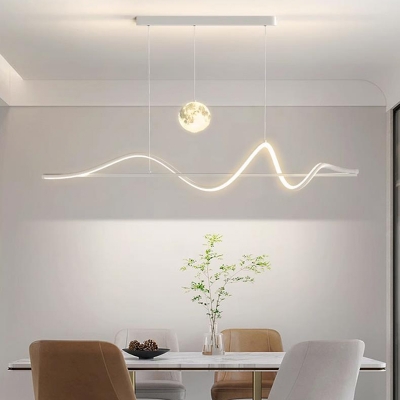 Modern LED Glass and Metal Island Pendant with Adjustable Hanging Length