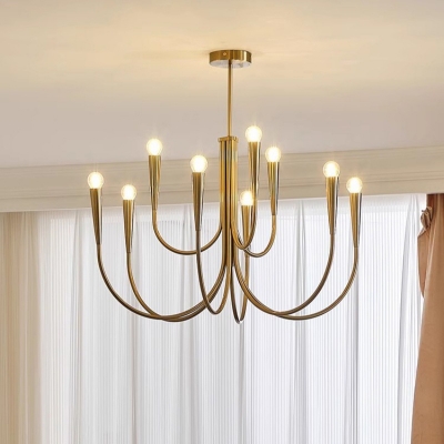 Modern Metal Chandelier with Adjustable Hanging Length in Opalescent Shades