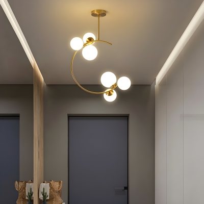Modern Metal Semi-Flush Mount Ceiling Light with Clear Glass Shade for Residential Use
