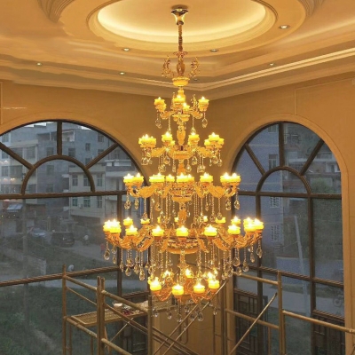 Modern Residential LED/Incandescent/Fluorescent Metal Multi-Layer Chandelier with Adjustable Length