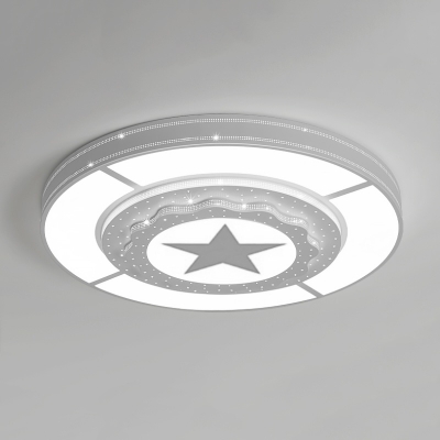 Modern Single Light LED Ceiling Fixture, Metal Flush Mount with Beige Acrylic Shade