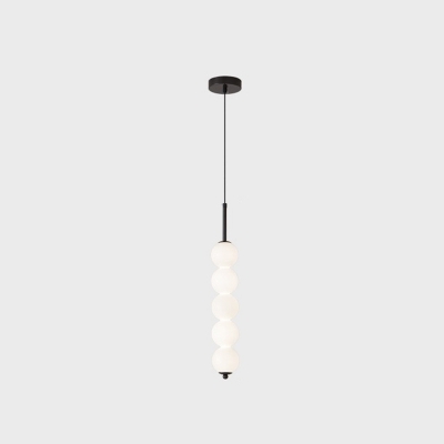 Modern LED-Metal Residential Pendant with White Glass Shade and Naturplength