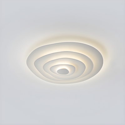 White Modern LED Bulb Flush Mount Ceiling Light with White Shade for Residential Use