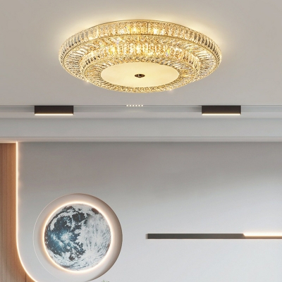 Crystal Flush Mount Ceiling Light with Clear Shade for Living Room