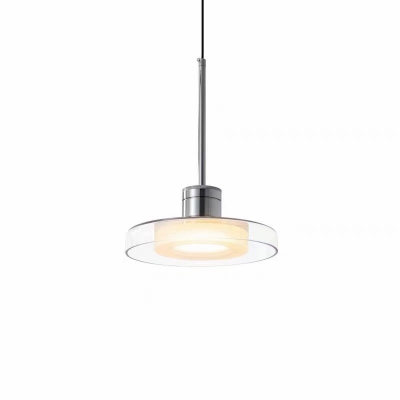 Modern Metal Pendant Light with Adjustable Hanging Length and Glass Shade for Living Room