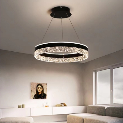1 Light LED Bulb Modern Chandelier with Acrylic Shades and Adjustable Hanging Length