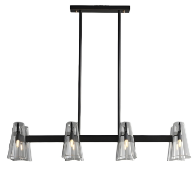 Modern Black Metal Chandelier with Clear Glass Shade and Bi-pin Light Type
