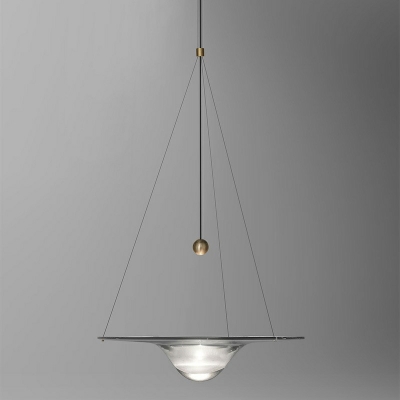 Modern LED Glass Pendant Light with Clear Shade and Adjustable Cord Mounting