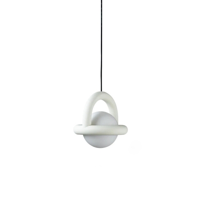 Modern Round Pendant Light with 1 Bi-pin Light for Residential Use in White Shade
