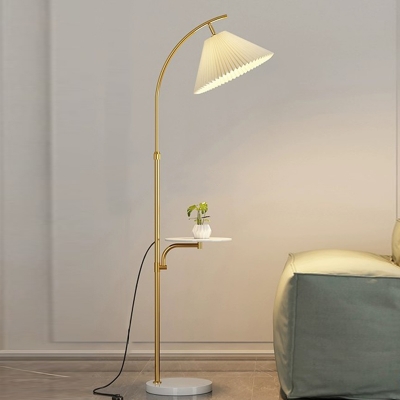 Modern Sleek Style Floor Lamp with Foot Switch and Fabric Shade for Residential Use