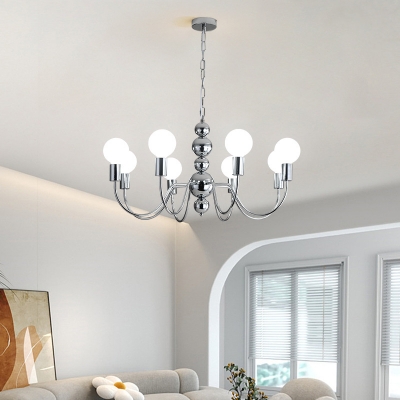 Ambient Modern Chandelier with LED Lights and Adjustable Hanging Length in Metal and Glass