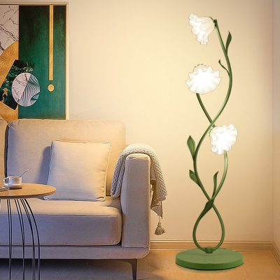 Metal Modern Floor Lamp with Glass Shade and LED Lighting for Residential Use