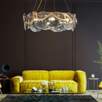 Modern Clear Glass Chandelier with Adjustable Hanging Length