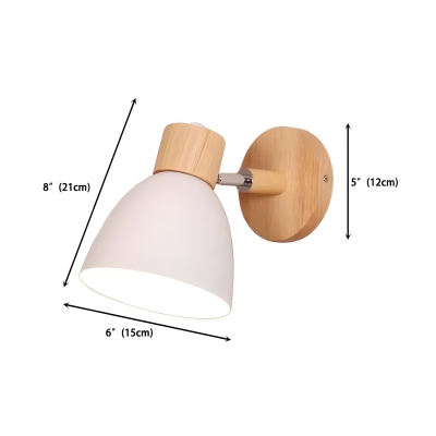 Modern Hardwired Wood Wall Sconce with Aluminum Shade for Bedroom