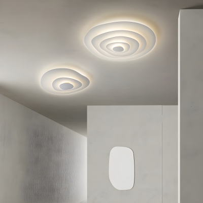 White Modern LED Bulb Flush Mount Ceiling Light with White Shade for Residential Use