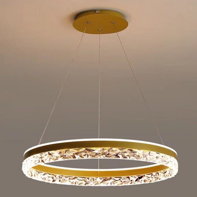 1 Light LED Bulb Modern Chandelier with Acrylic Shades and Adjustable Hanging Length