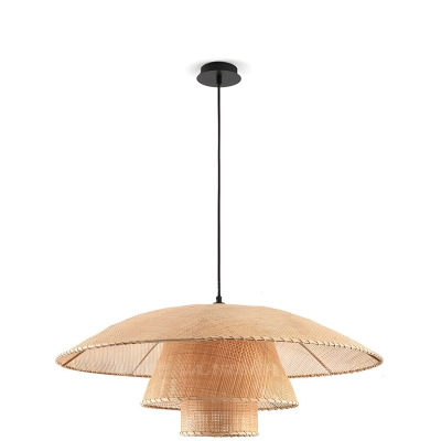 Elegant Wood Pendant Light with Adjustable Hanging Length and Round Canopy