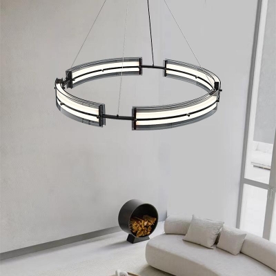 Black Glass Modern Chandelier with Clear Shade and LED Bulbs (1-Light)