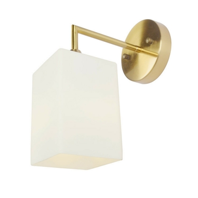 Elegant LED Gold Wall Lamp with White Glass Shade for Bedroom