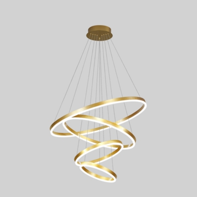 Modern 4-Tier Metal Cord Chandeliers with Four Adjustable Ambient LED Lights