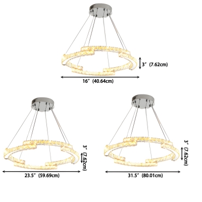 Modern Chrome LED Chandelier with Clear Crystal Shade and Remote Control dimming