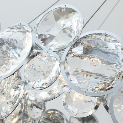 Modern Crystal Chandelier with Clear Shade, LED Light, and Adjustable Hanging Length