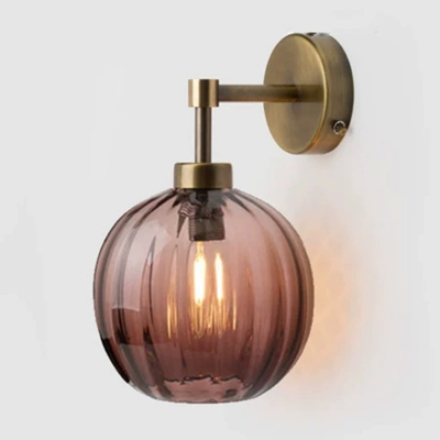 Modern Style Metal Wall Sconce with Glass Shade for Living Room