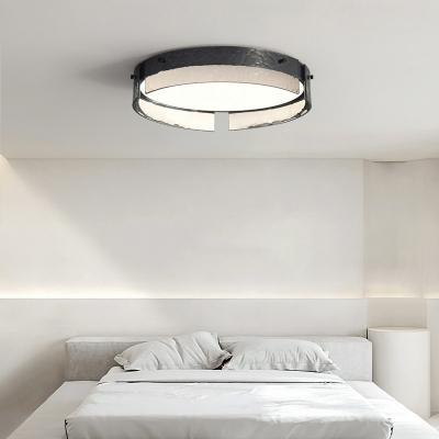 Modern Copper LED Flush Mount Ceiling Light with Glass Shade in Black