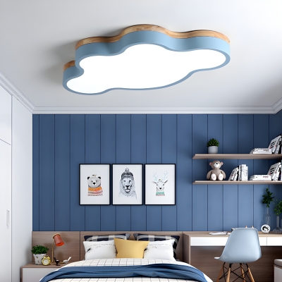 Modern LED Flush Mount Ceiling Light with White Acrylic Shade for Living Room
